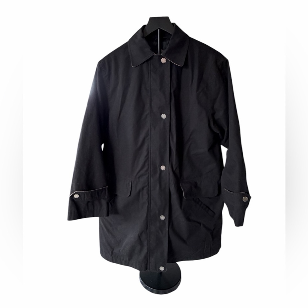 London Fog Women's Vintage Trench Coat Black/Beige 90’s Classic Outdoor Size S - Picture 4 of 11